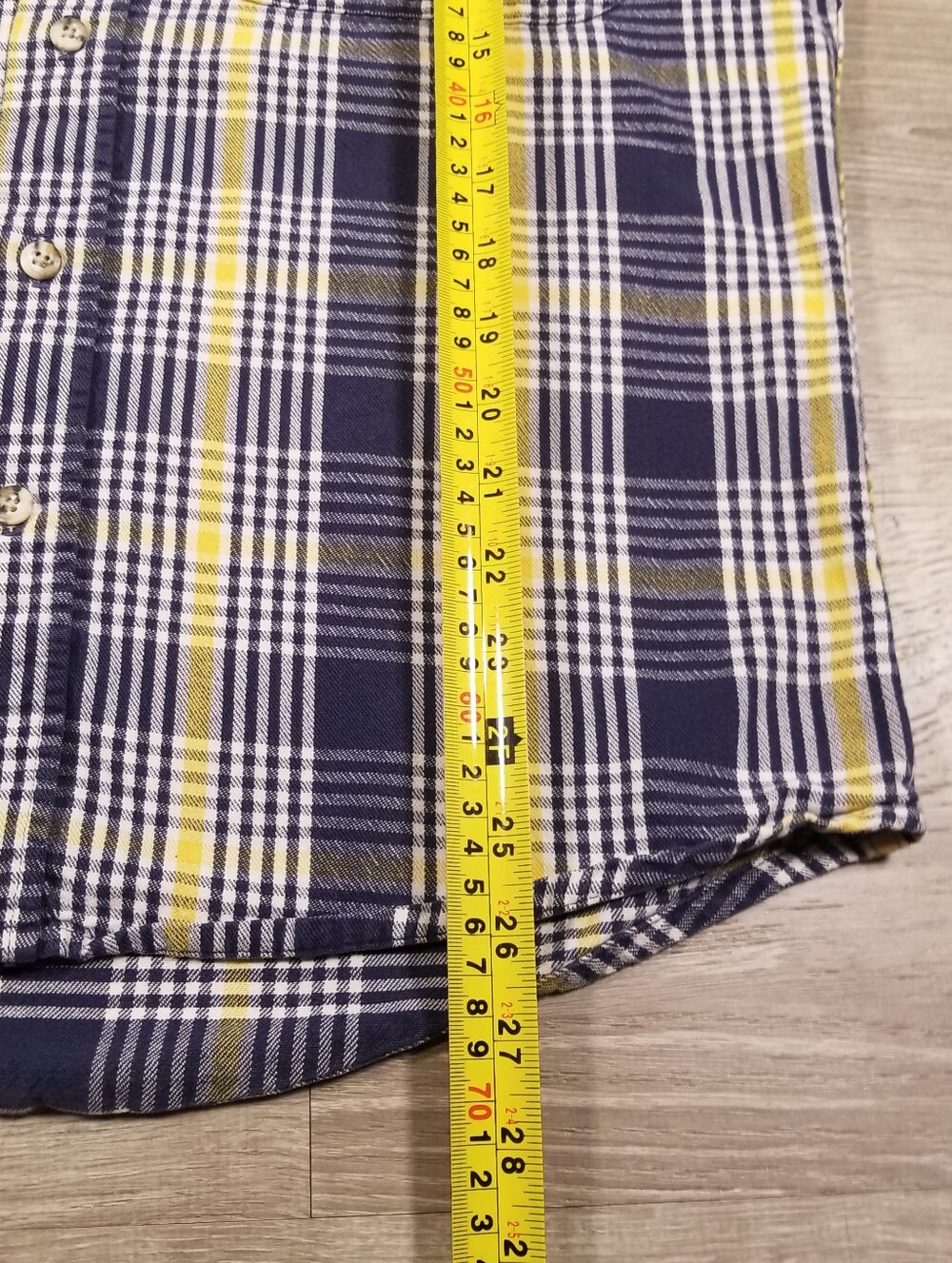 Vintage 90s Oshkosh B Gosh Mens Flannel Shirt Medium USA Plaid Blue Yellow - Picture 8 of 8